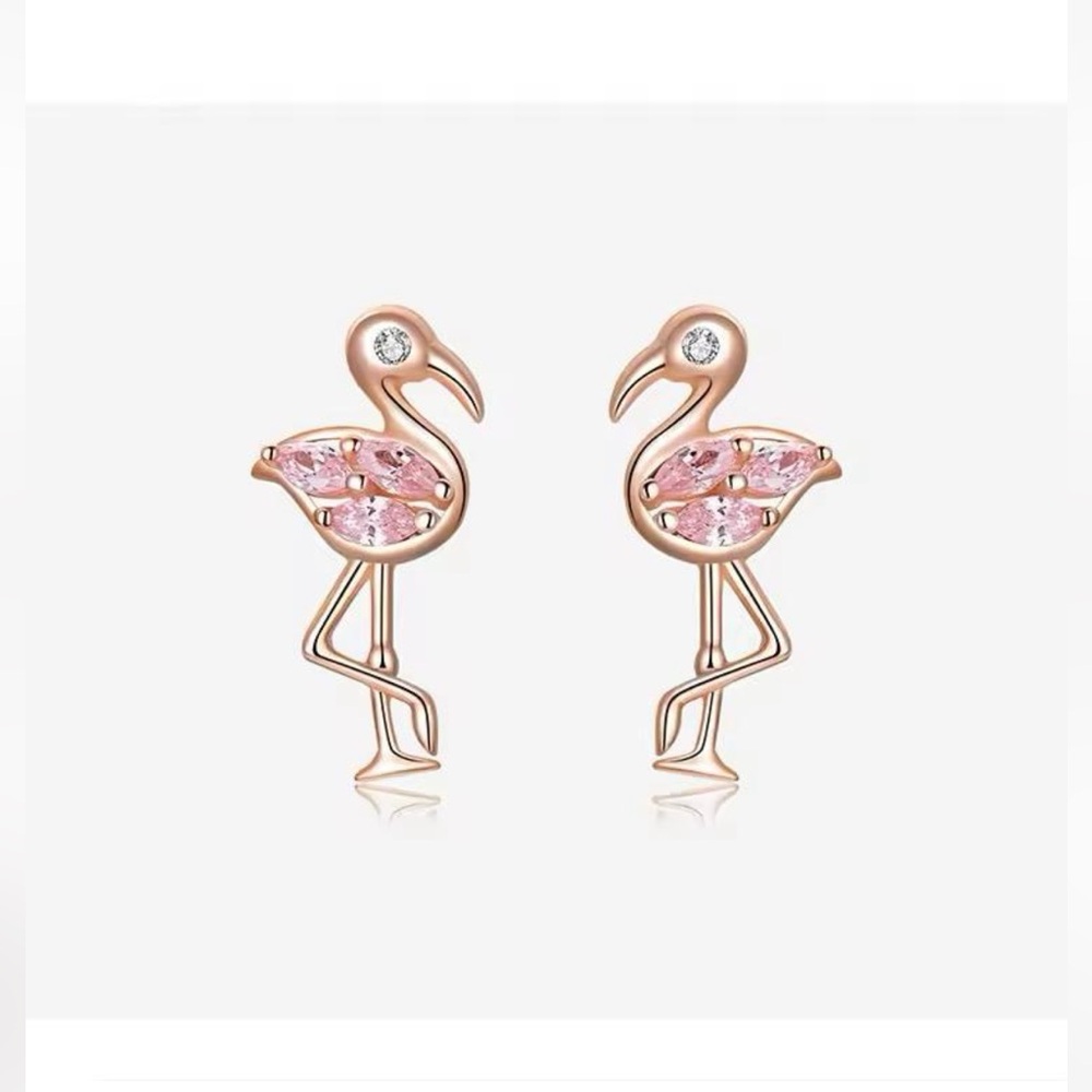 925 sterling silver, Elegant Flamingo Pink Crystal Earrings
